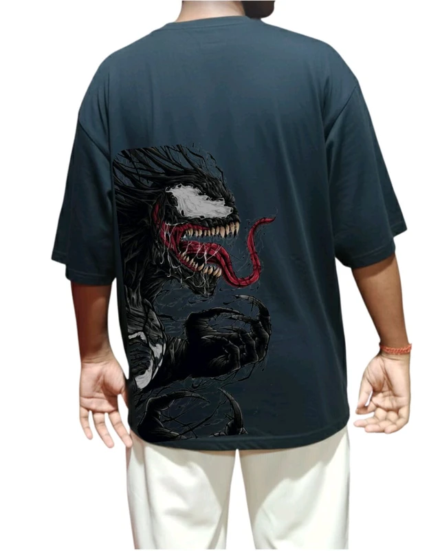 Men's Soft Black Comfortable "VENOM" Tshirt. Oversized With Sporty And Gym Tshirt...