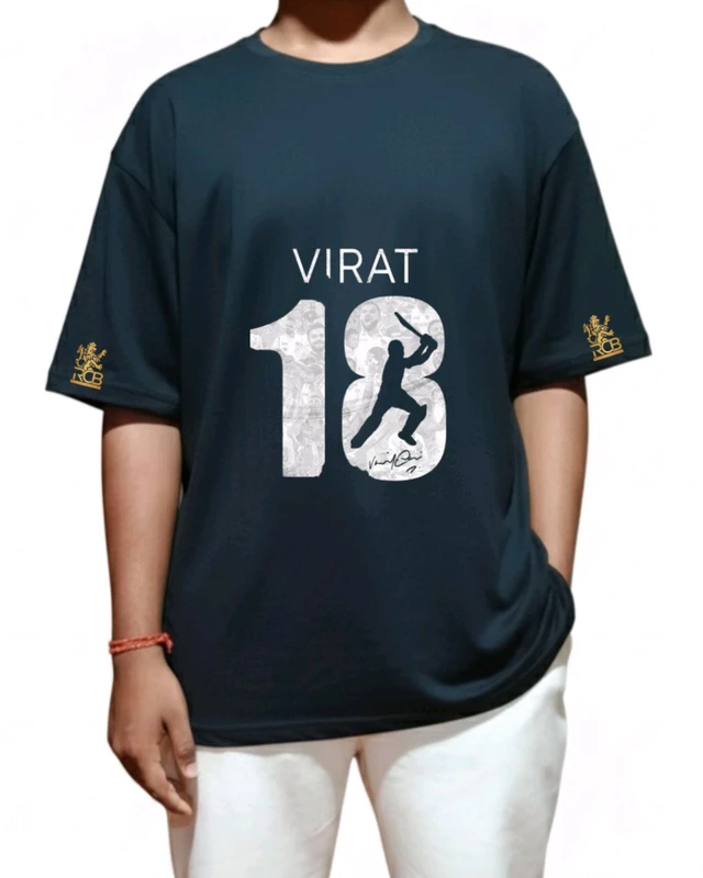 Men's Soft Black Comfortable "Virat Kohli" Tshirt. Oversized With Sporty And Gym Tshirt...