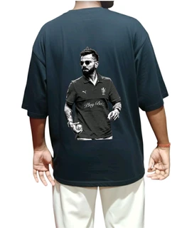 Men's Soft Black Comfortable "Virat Kohli" Tshirt. Oversized With Sporty And Gym Tshirt... - Black, S