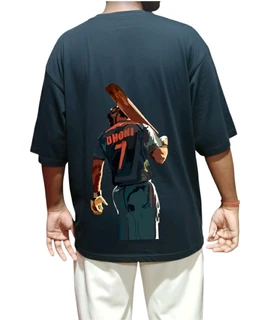 DSA CollectioN Men's Soft Black Comfortable "MS Dhoni" Tshirt. Oversized With Sporty And Gym Tshirt... - Black, XL