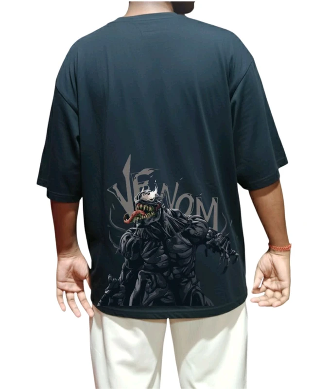 Men's Oversize Venom T-Shirt | Soft Cotton, Comfortable Streetwear & Sports Tee | Back Graphic Anti-Hero Fit