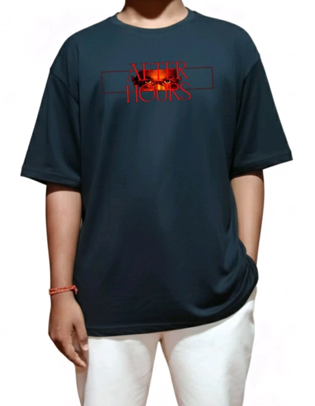 DSA CollectioN Men's Black Oversize After Hours T-Shirt | Soft Cotton, Comfortable Streetwear & Sports Tee | Back Graphic Anti-Hero Fit - Black, S