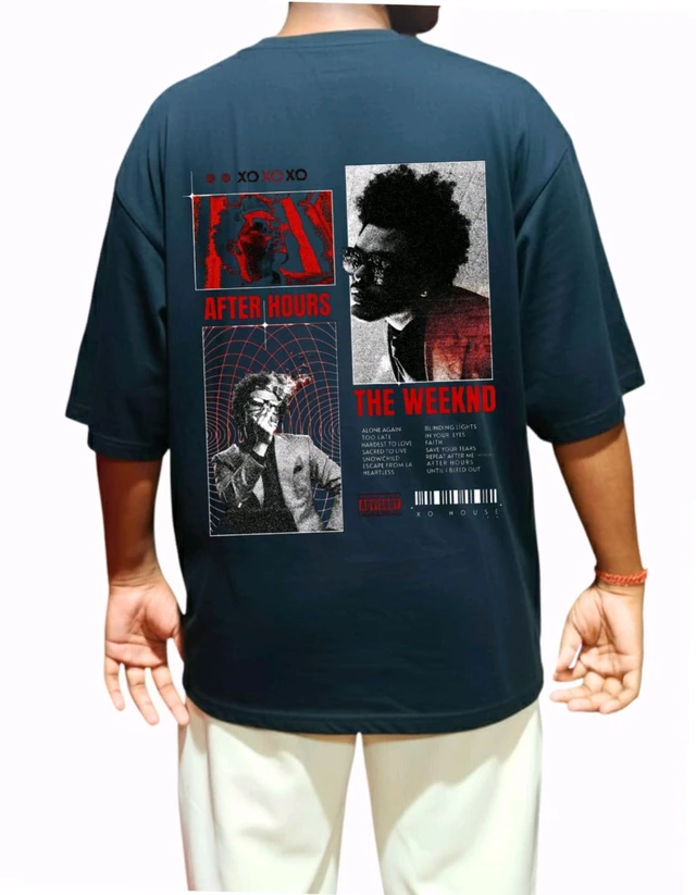 Men's Black Oversize After Hours T-Shirt | Soft Cotton, Comfortable Streetwear & Sports Tee | Back Graphic Anti-Hero Fit