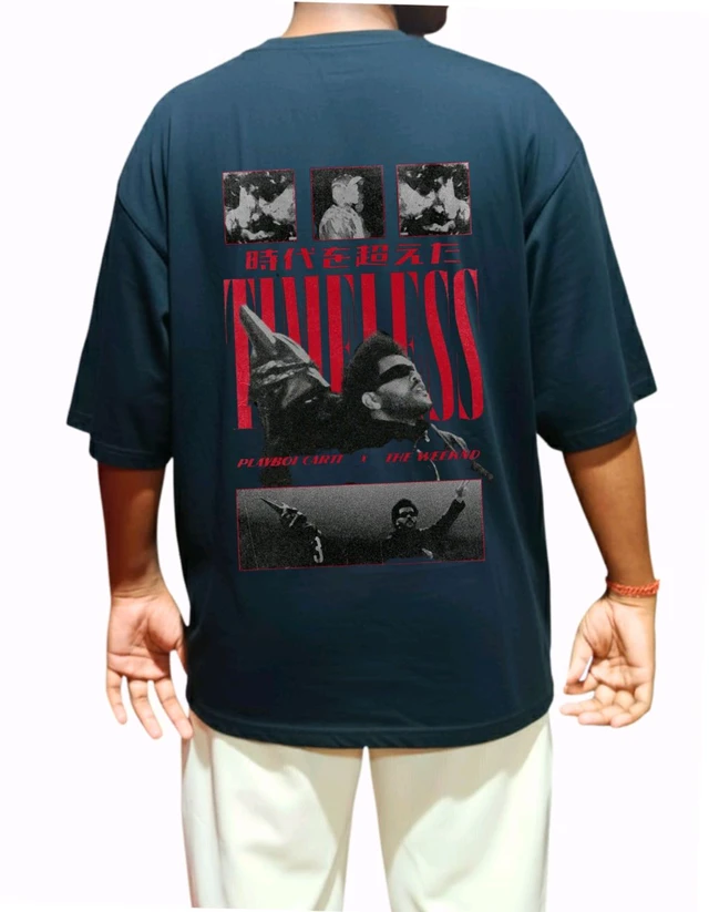 Men's Black Oversize The Weekend T-Shirt | Soft Cotton, Comfortable Streetwear & Sports Tee | Back Graphic Anti-Hero Fit