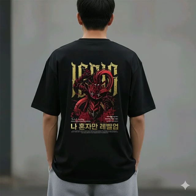 Men's Black Oversize Dinoo T-Shirt | Soft Cotton, Comfortable Streetwear & Sports Tee | Back Graphic Anti-Hero Fit