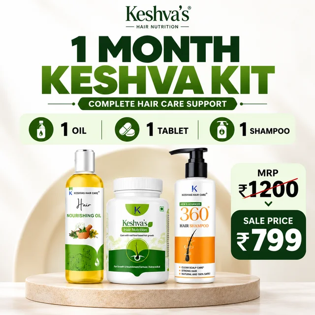 Keshva’s 1 Month Hair Care Kit (Oil + Tablet + Shampoo)