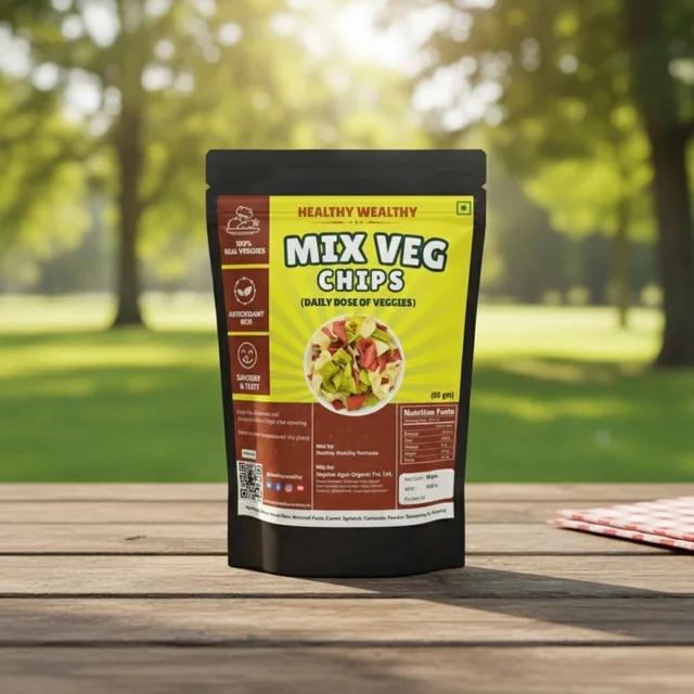 Healthy Wealthy Mix Veg Chips – 100% Real Veggies | Weight Loss & Daily Nutrition (90g)