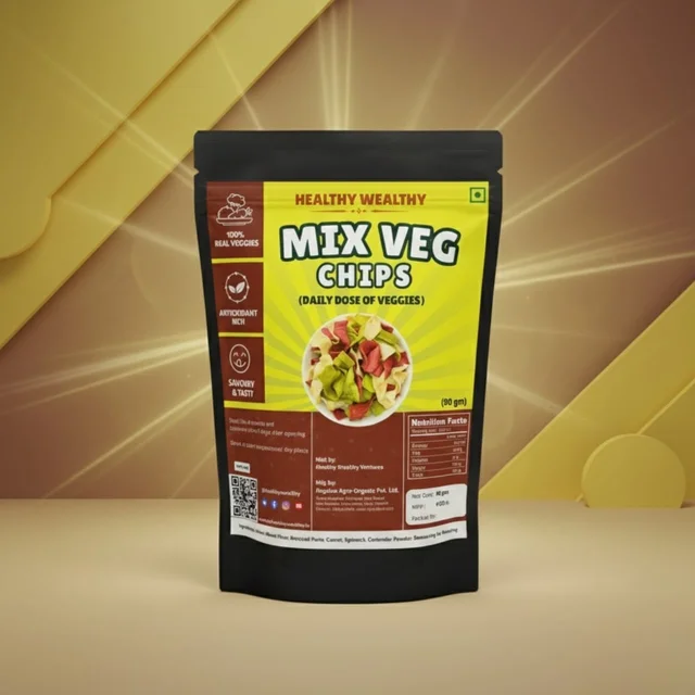 Healthy Wealthy Mix Veg Chips – 100% Real Veggies | Weight Loss & Daily Nutrition (90g)