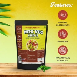Healthy Wealthy Mix Veg Chips – 100% Real Veggies | Weight Loss & Daily Nutrition (90g)