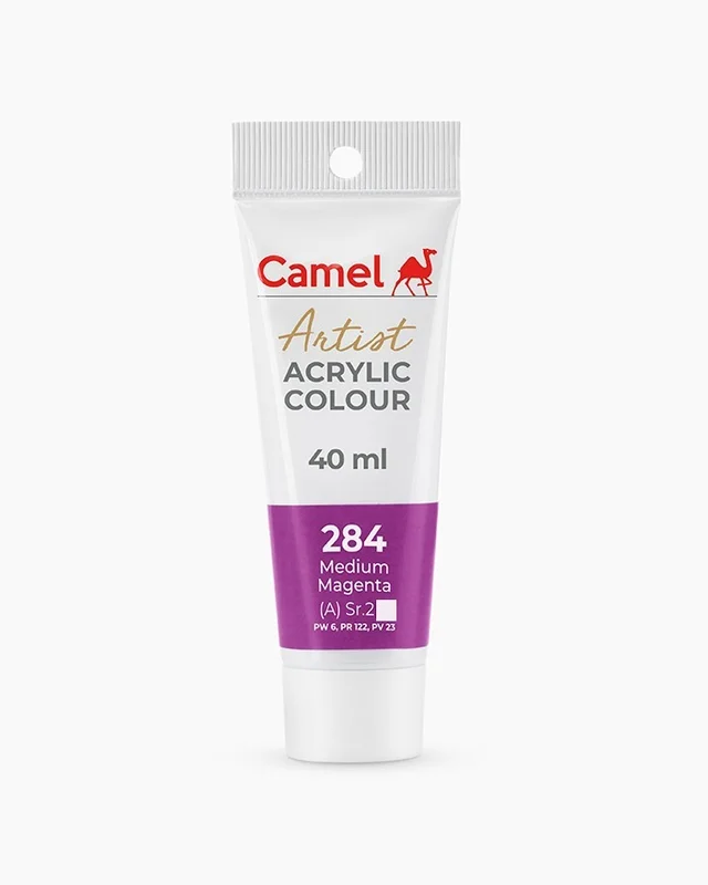 Camel Artist Acrylic Colours Individual tube of Medium Magenta in 40 ml
