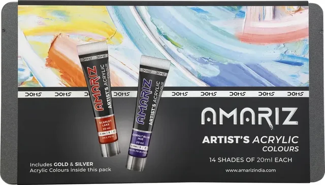 DOMS AMARIZ ARTIST'S ACRYLIC COLOURS 14 SHADES (Set of 1, Multicolor