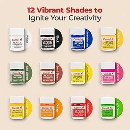 Camel Acrylic Ultra Colour – 12 Rich Shades (10ml each)