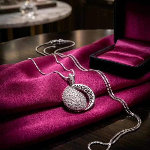 Elegant Stoned Chain-Pendant Set 