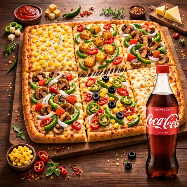 Mix Flavour Pizza With Cold Drink 