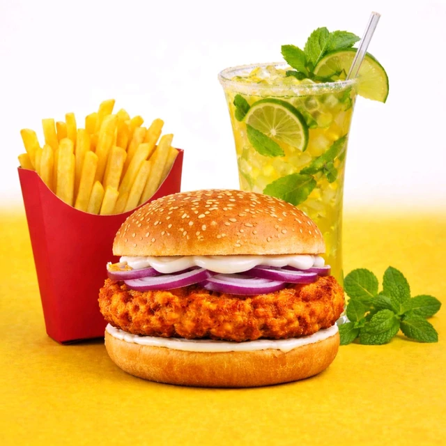 Aloo Tikki Burger With French Fry 