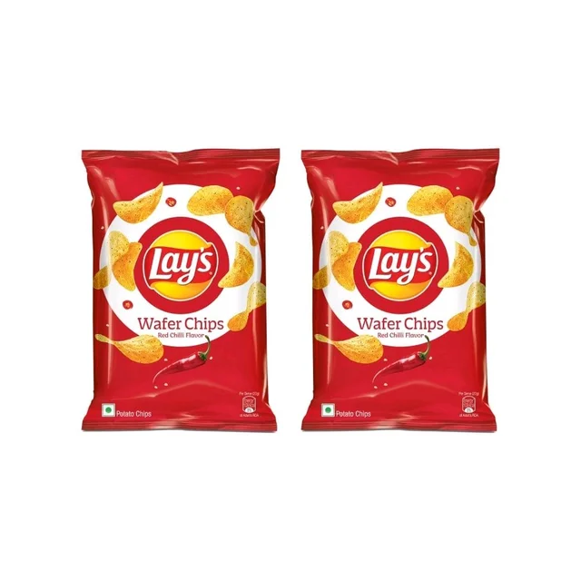 Lays Lay's Wafer Potato Chips (Red Chilli) - Pack of 2 - 2 x 82 g, Chips