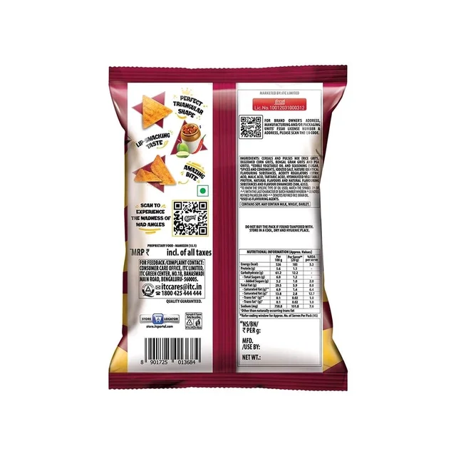 Bingo Mad Angles Achaari Masti Crisps - Pack of 2 - 2 x 60 g