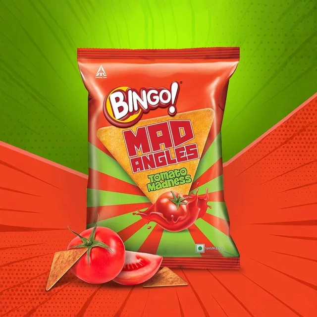 Bingo Mad Angles Tomato Madness Crisps - Pack of 3 - 3 x 60 g