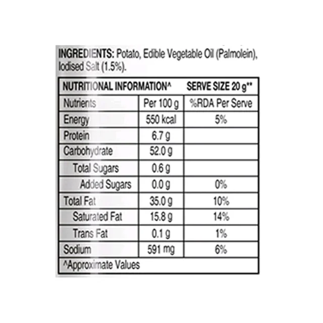 Uncle Chipps Plain Salted Potato Chips - 48g