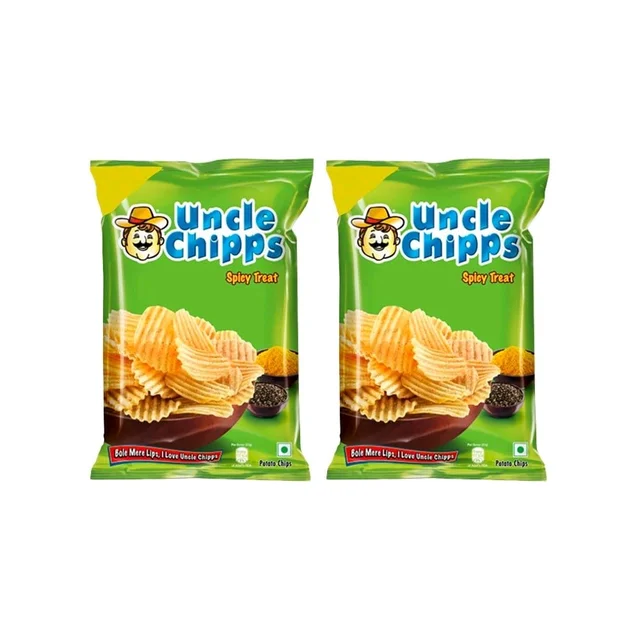 Uncle Chipps Spicy Treat Potato Chips - Pack of 2 - 2 x 80 g