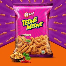 Bingo Tedhe Medhe Masala Tadka Crisps - Pack of 3 - 3 x 75 g