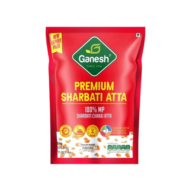 Ganesh Whole Wheat Premium Sharbati Atta - 5 Kg