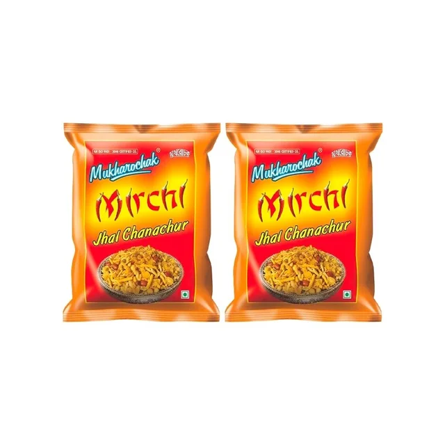 Mukharochak Mirchi Jhal Chanachur Mixture Namkeen - Pack of 2 - 2 x 200 g