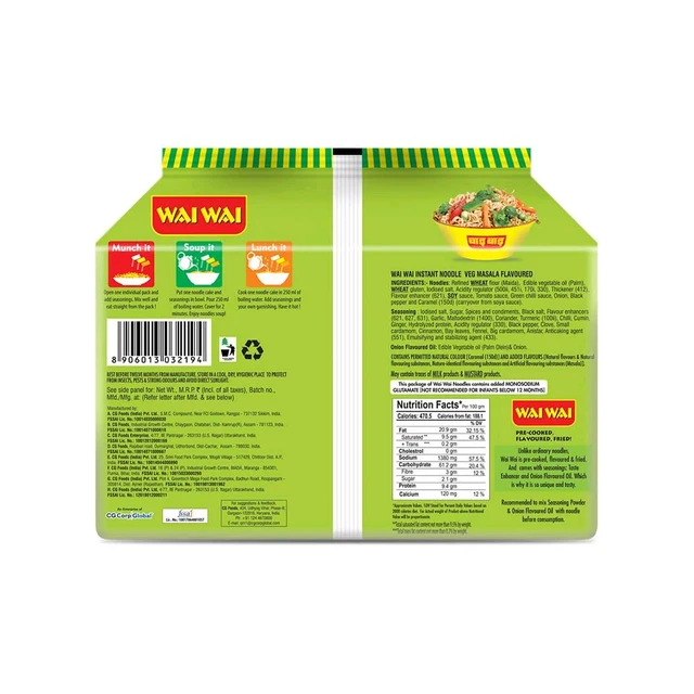 Wai Wai Ready To Eat Veg Masala Flavoured Noodles - 420G