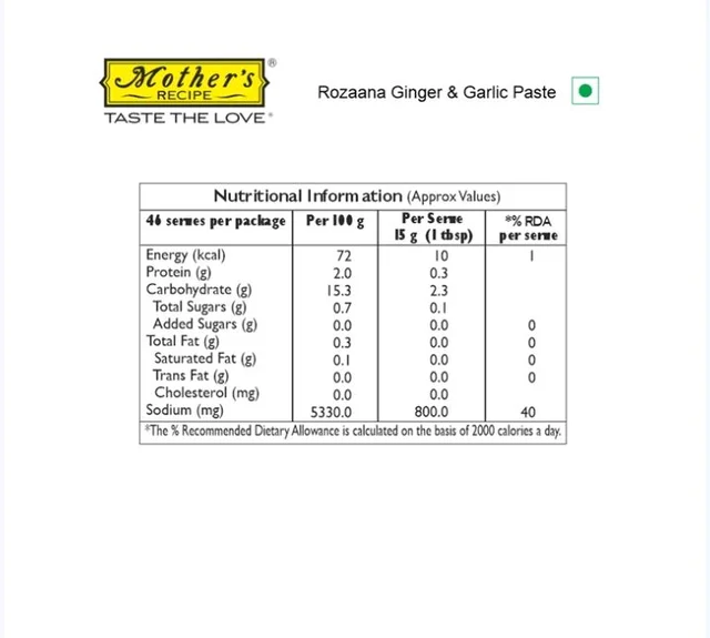 Mother's Recipe Rozaana Ginger Garlic Paste - 700 g