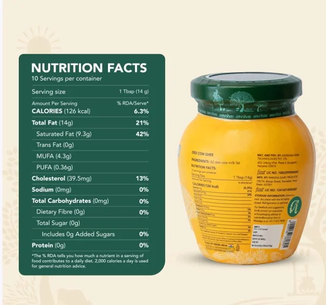 Anveshan Desi Cow A2 Ghee -Bilona Churned - 150 ml