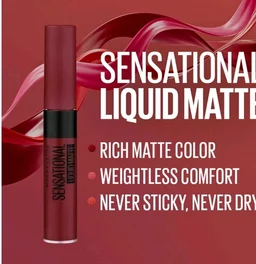 Maybelline New York Sensational Liquid Matte Lipstick (Soft Wine 02) - 7 ml