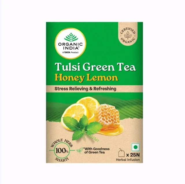 Organic India Tulsi Honey Lemon Green Tea Bags - 25 pcs