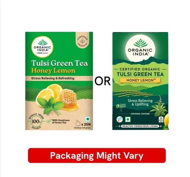 Organic India Tulsi Honey Lemon Green Tea Bags - 25 pcs