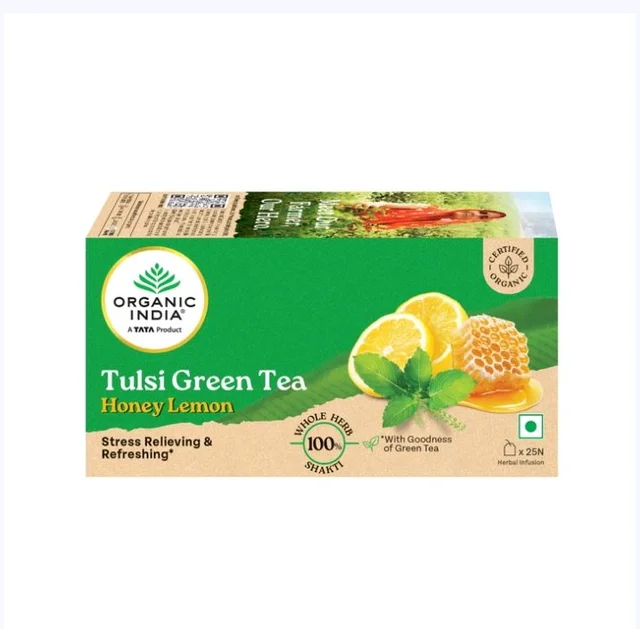 Organic India Tulsi Honey Lemon Green Tea Bags - 25 pcs