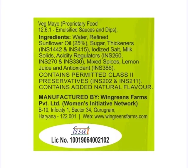Wingreens Farms Premium Veg Mayonnaise - 180 g