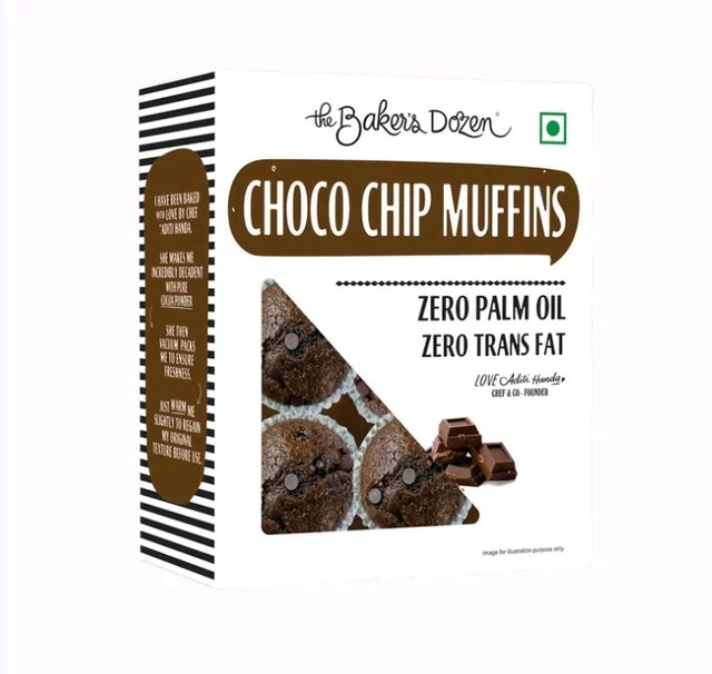 The Baker's Dozen Choco Chip Chocolate Muffin No Palm Oil, No Artificial Flavour - 180 g