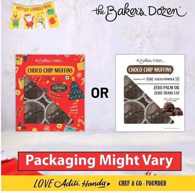 The Baker's Dozen Choco Chip Chocolate Muffin No Palm Oil, No Artificial Flavour - 180 g