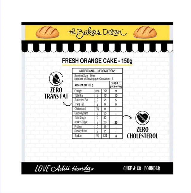 The Baker's Dozen Zero Maida Vanilla Pound Cake, Whole Wheat. - 150 g