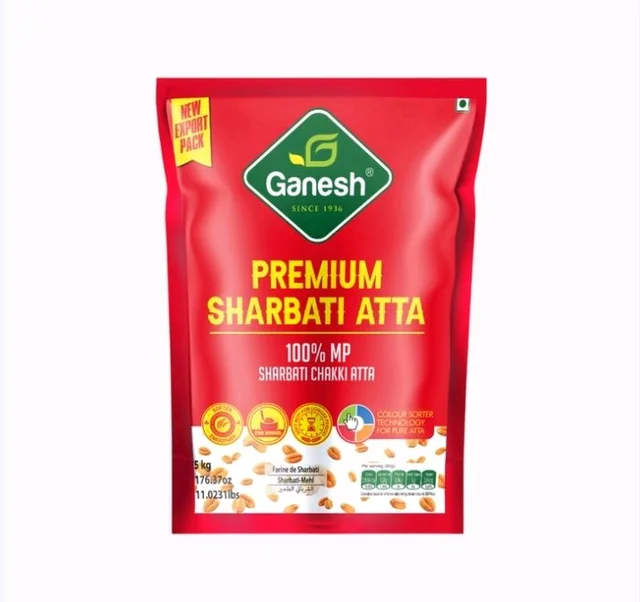 Ganesh Whole Wheat Premium Sharbati Atta - 5 kg