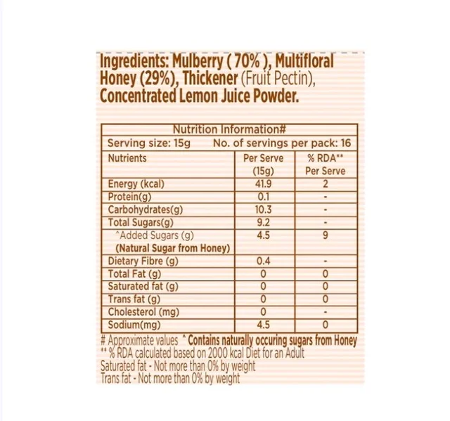 Eatopia Honey Mulberry Jam (No Refined Sugar) - 240 g