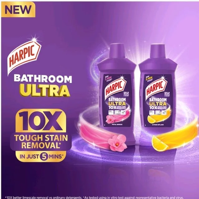 Harpic Ultra 10X Bathroom Cleaner (Citrus Splash) - 1 ltr
