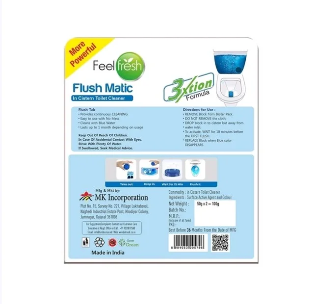 Feel Fresh Flush Matic Toilet Cleaner - Twin Pack - 2× 50 g