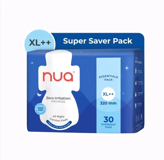 Nua All Night Comfort Sanitary Pads (Super Saver) - 30 pc