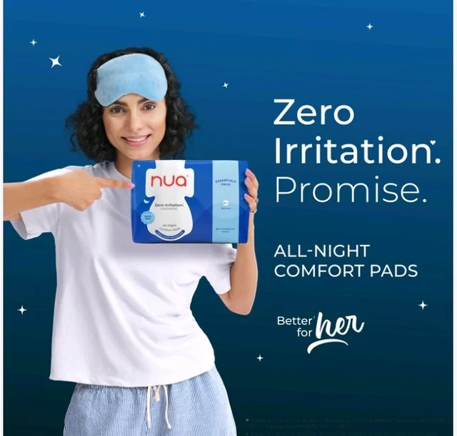 Nua All Night Comfort Sanitary Pads (Super Saver) - 30 pc