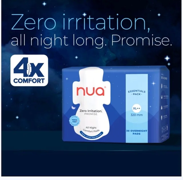 Nua All Night Comfort Sanitary Pads (Super Saver) - 30 pc