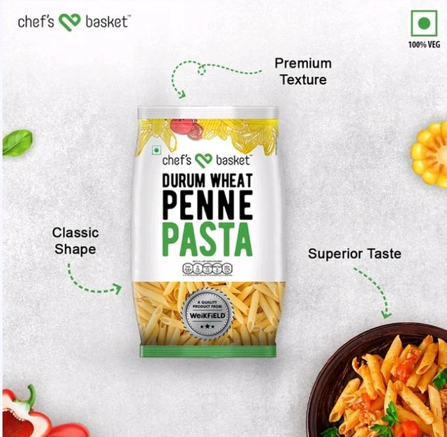 Chef's Basket Durum Wheat Semolina Penne Pasta - 534 g