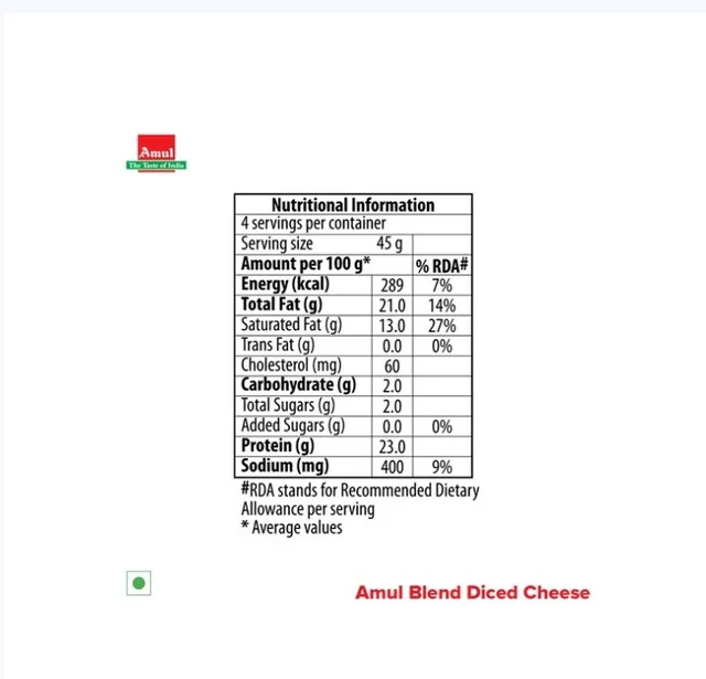 Amul Blend Diced Cheese - 200 g