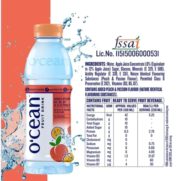 O'cean Peach & Passion Fruit Flavoured Water - 500 ml