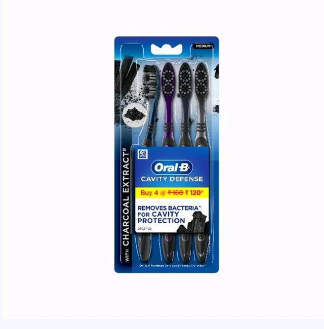 Oral-B Cavity Defense Toothbrush Set (with Charcoal Extract) - 4 pcs