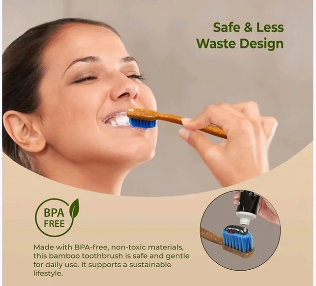 Dencrus Octa Clean Soft Bamboo Toothbrush Set (Pack of 5) - 5 pcs